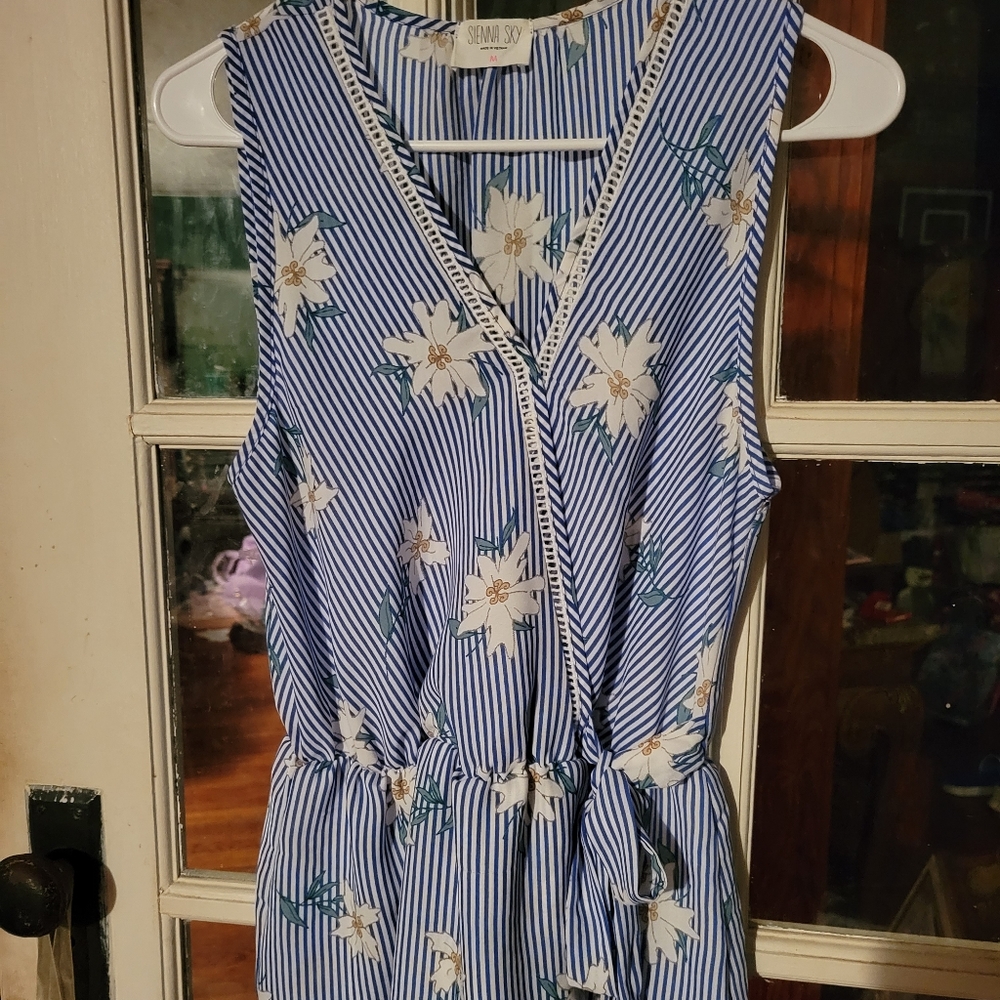 Sienna Sky pin stripe daisy blouse size m